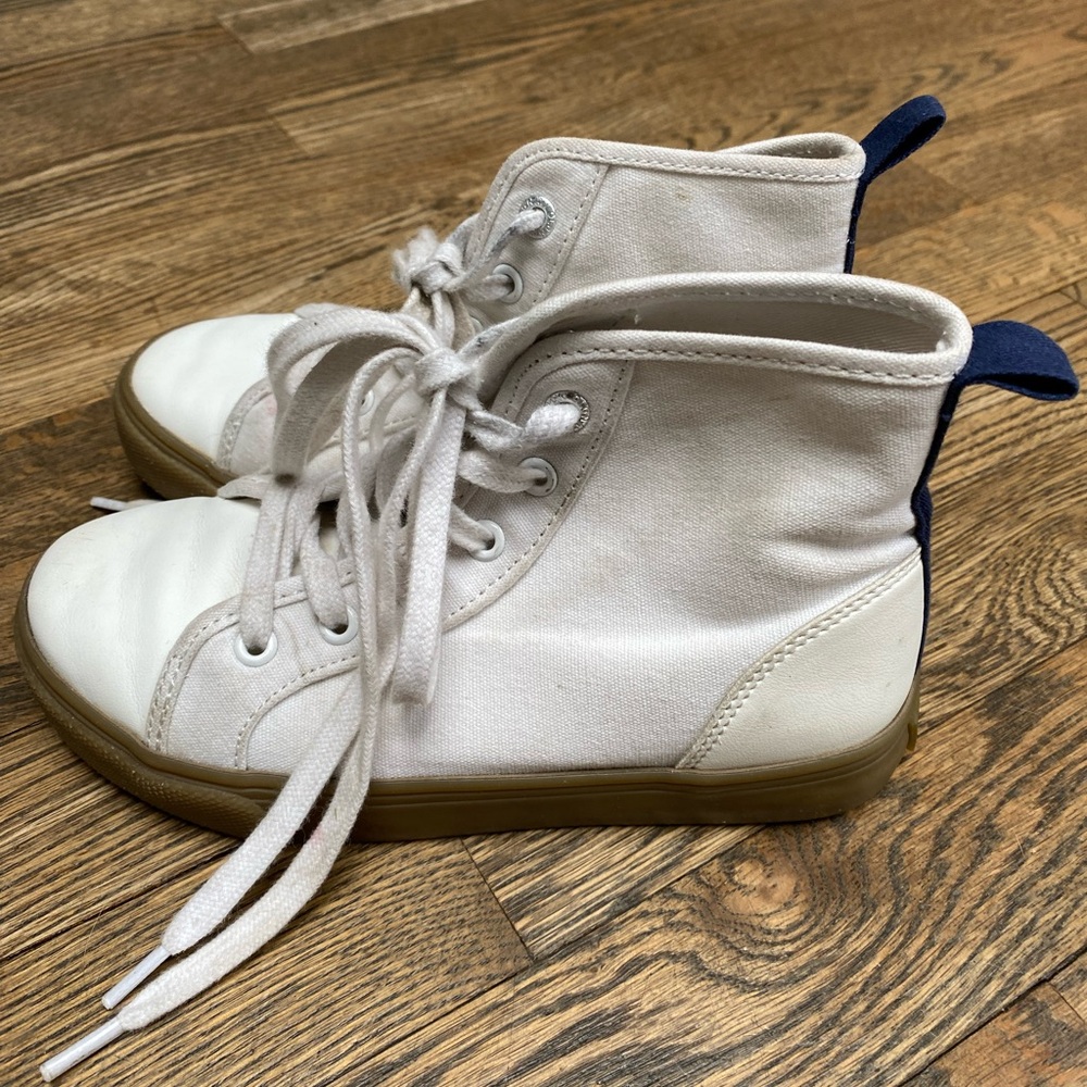 Old Navy Kids White Canvas Hi tops with Gum soles Size 13 - Picture 2 of 6